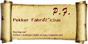 Pekker Fabrícius névjegykártya